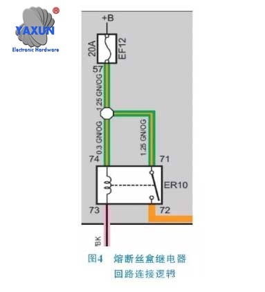 Fuse box and relay wiring harness circuit