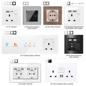 chrome, brushed chrome usb socket