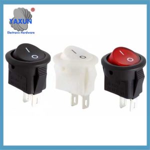 Round rocker switch KCD112-pin 2-position w black, white, blue